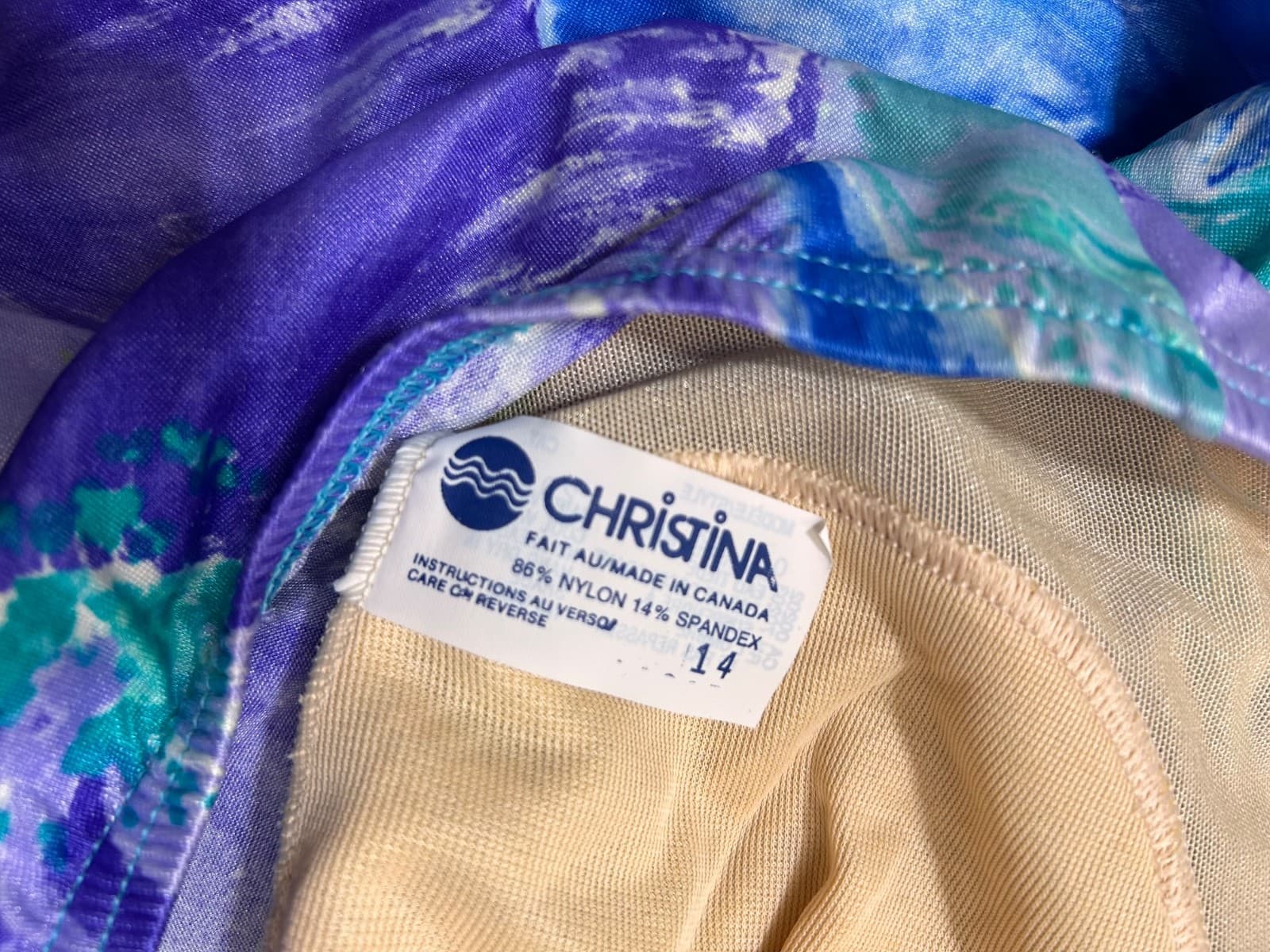 NWT Vintage 90s Christina Canada size 14 Modern 10 M/L Halter One Piece Swimsuit - Thumbnail 9
