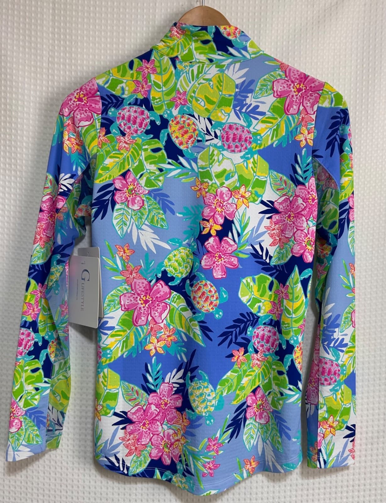 NWT G Lifestyle Tropical Long Sleeve Sun Protection Top Size XS Golf Tennis a1 - Thumbnail 2