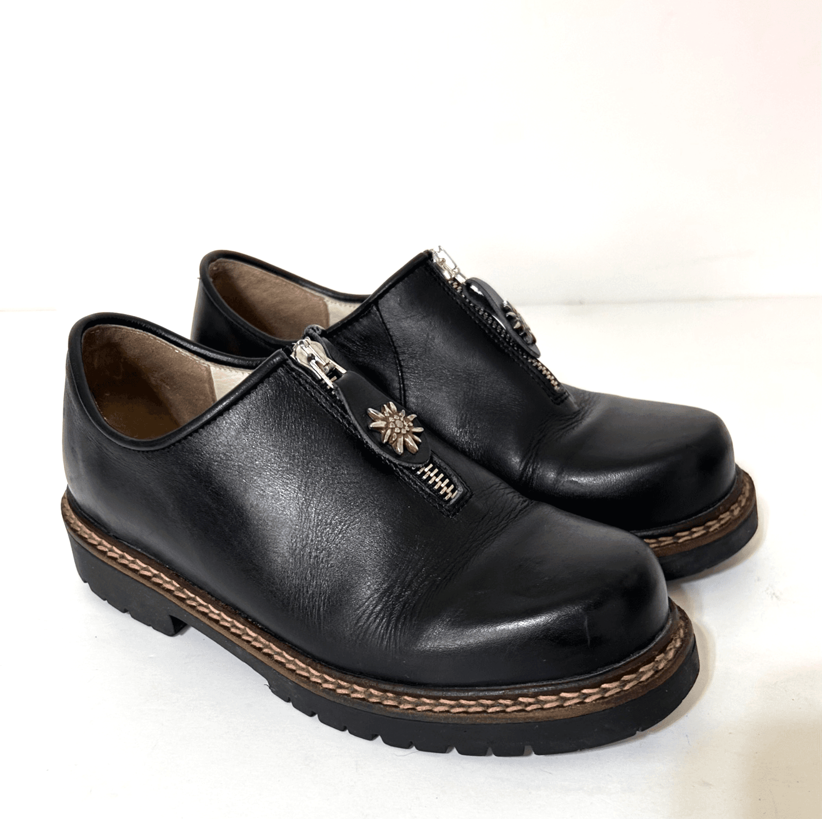 Geier Wally Spain Women size 6 36 Leather Zip Up Oxford Lug Sole Shoes - Thumbnail 5