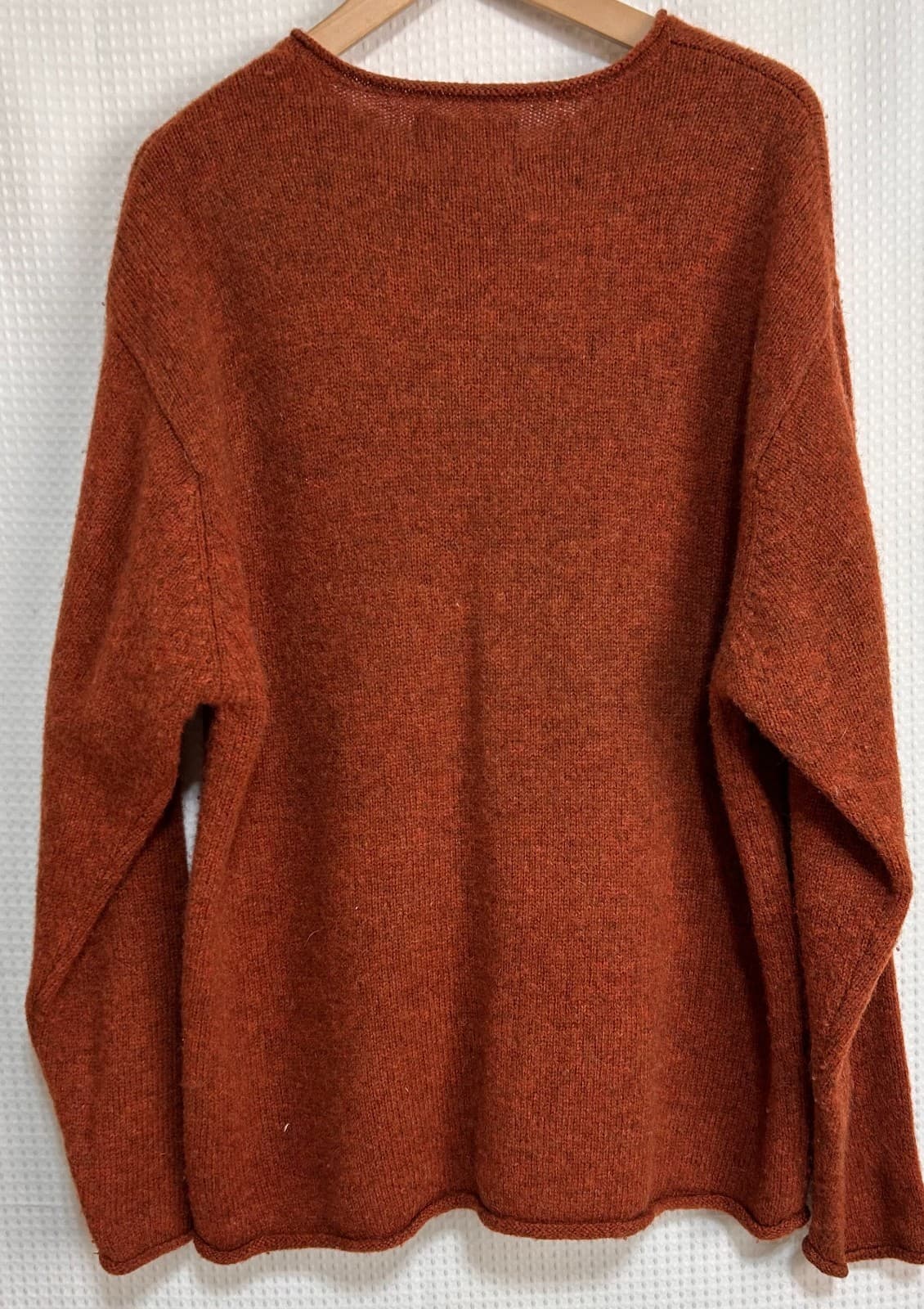 Vintage American Eagle Mens size L 100% Shetland Wool weater Rust Orange g - Thumbnail 10