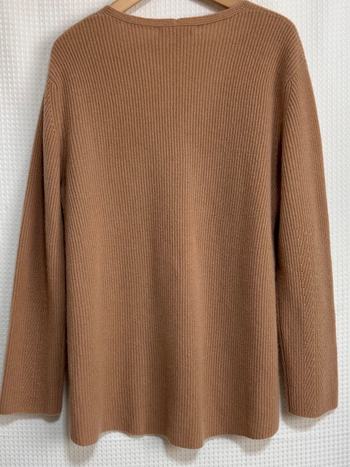 NWT Neiman Marcus 100% Cashmere Camel Women's size XL Ribbed Sweater a - Thumbnail 4
