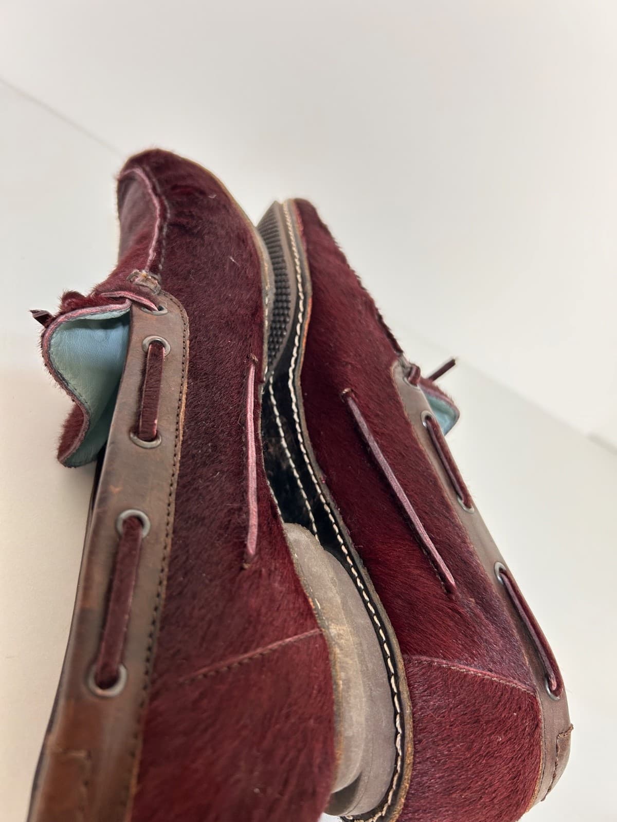 Lambertson Truex Burgundy Calf Hair Butter Soft Loafers Shoes Women 9.5 ITALY - Thumbnail 9