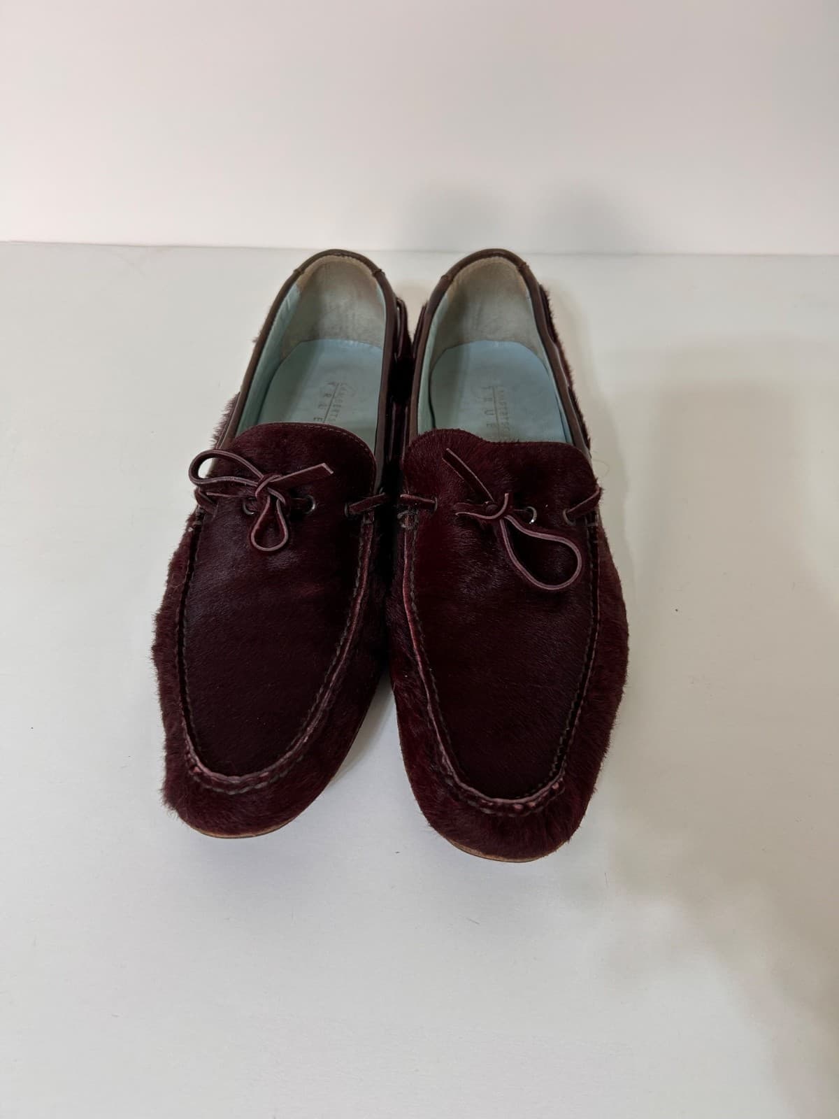 Lambertson Truex Burgundy Calf Hair Butter Soft Loafers Shoes Women 9.5 ITALY - Thumbnail 13