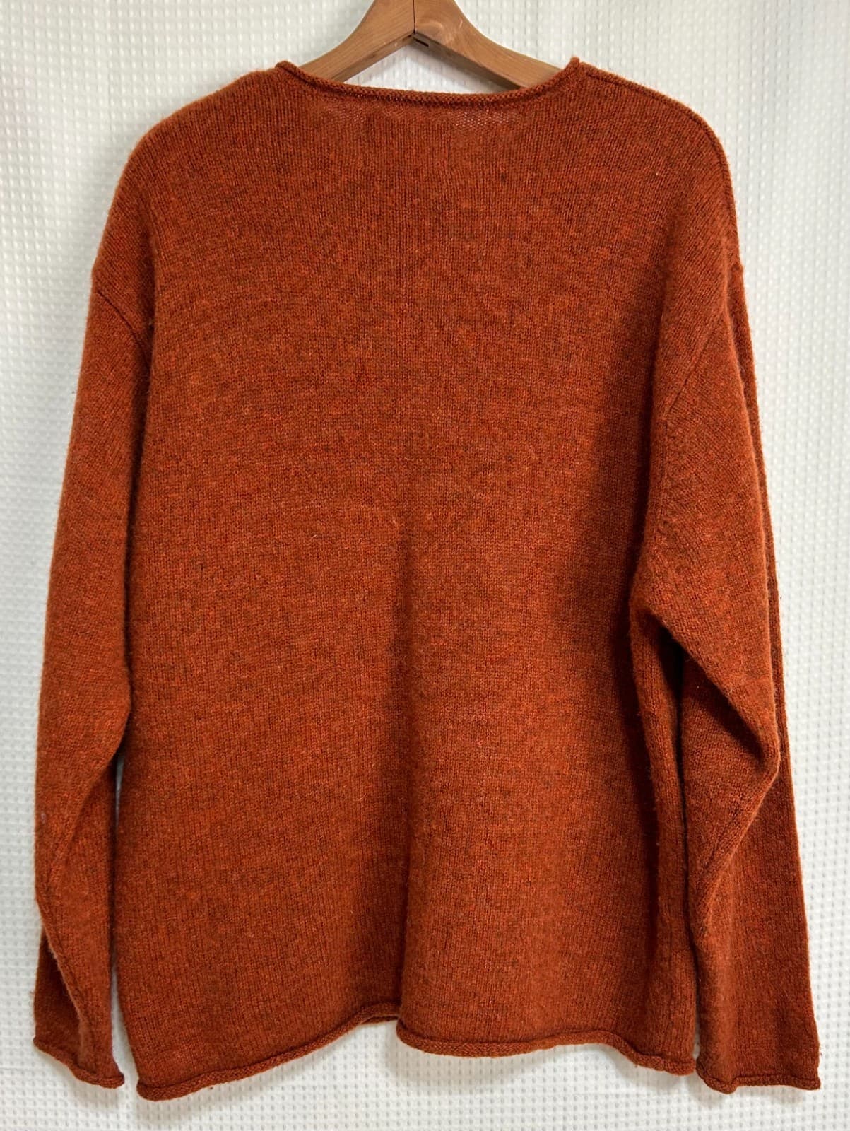 Vintage American Eagle Mens size L 100% Shetland Wool weater Rust Orange g - Thumbnail 2