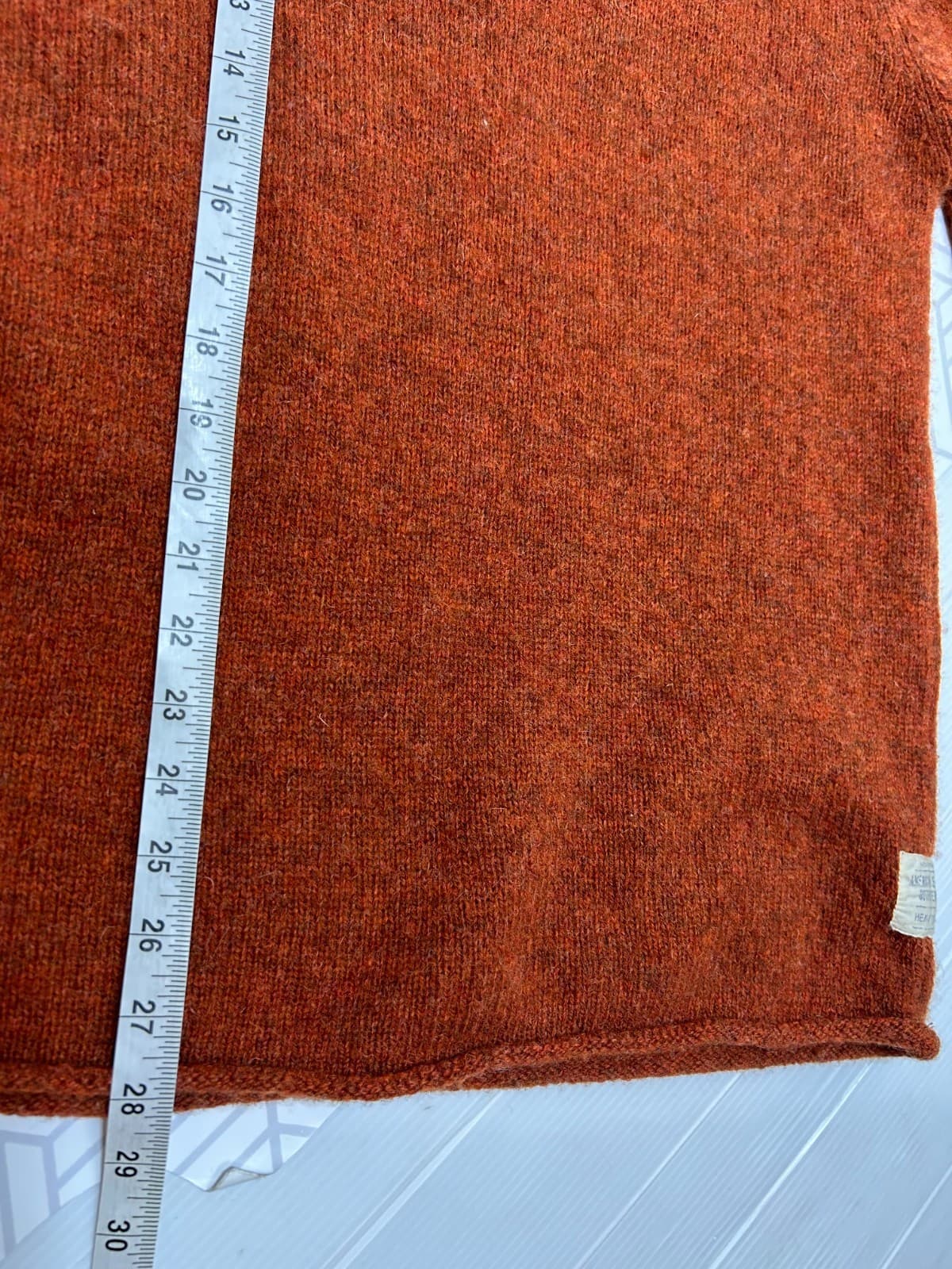 Vintage American Eagle Mens size L 100% Shetland Wool weater Rust Orange g - Thumbnail 5