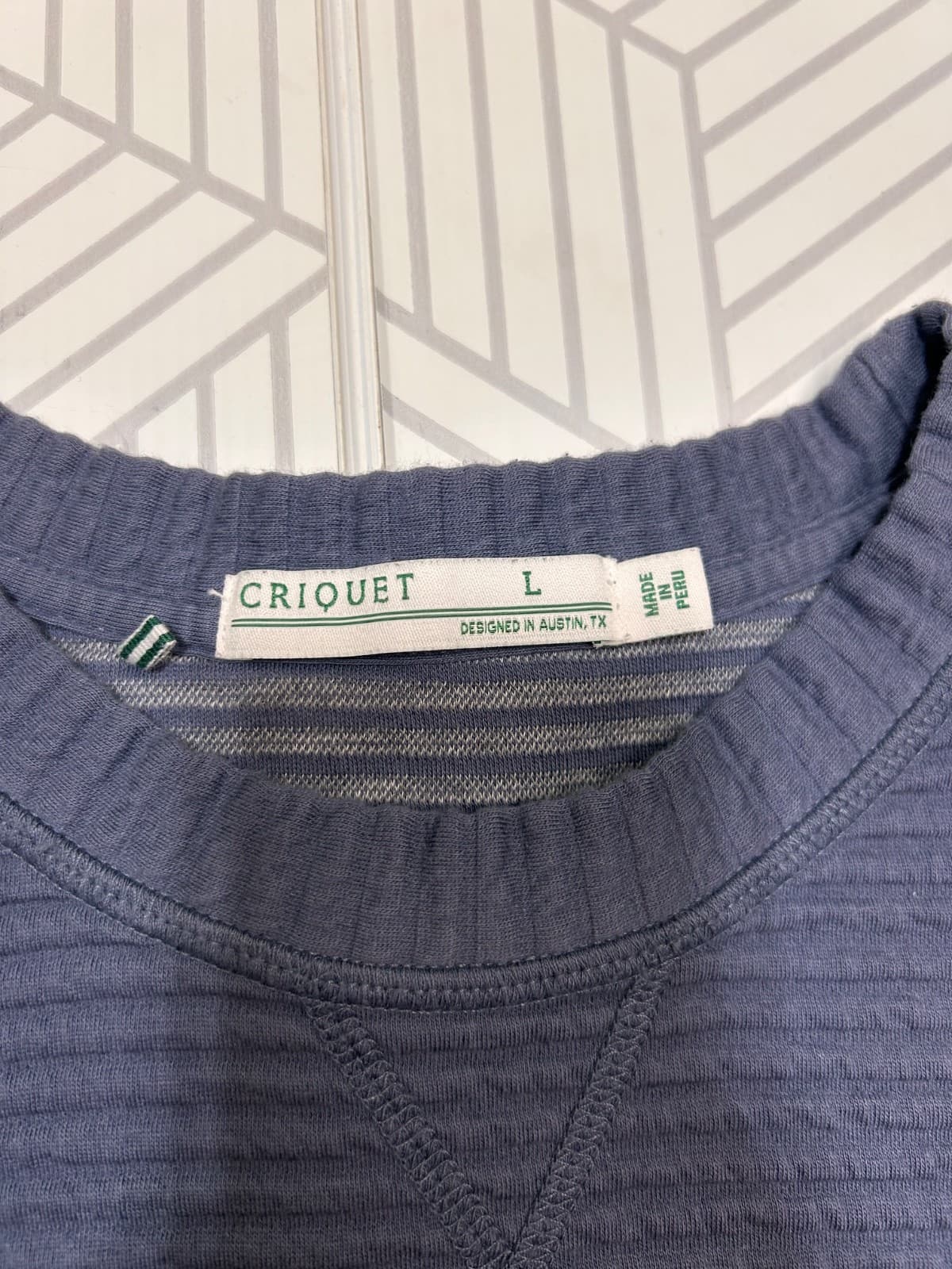 Criquet Quilted Crew Sweatshirt Ink Blue Size Large Minimalist Golf Ribbed a - Thumbnail 3