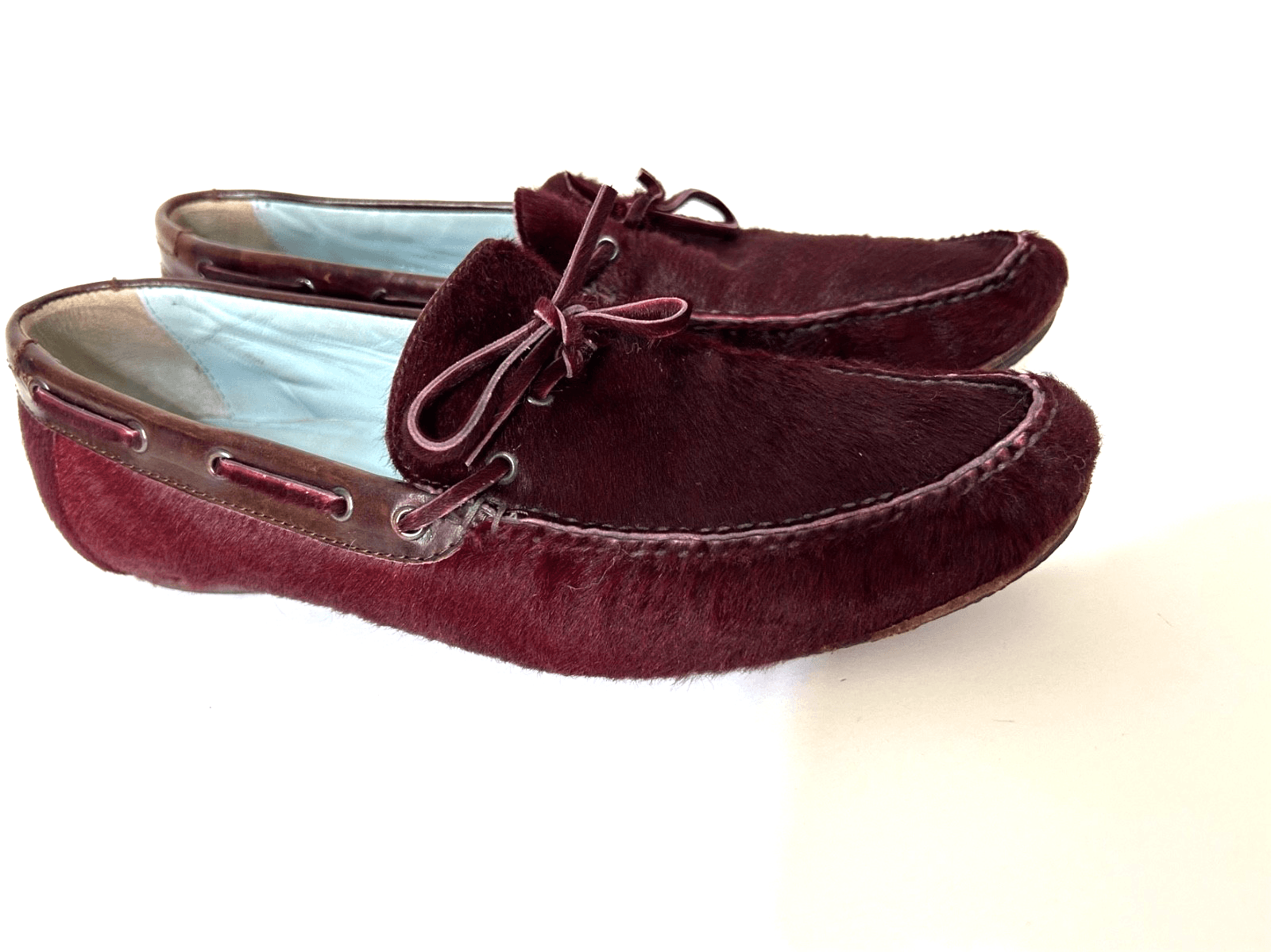 Lambertson Truex Burgundy Calf Hair Butter Soft Loafers Shoes Women 9.5 ITALY - Thumbnail 2