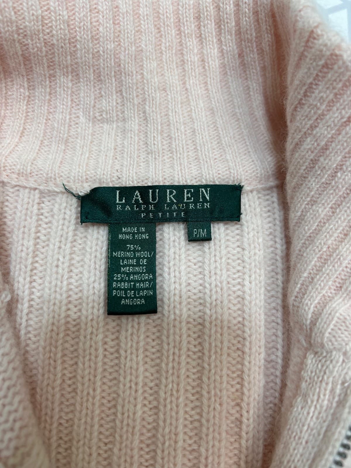 RLR Ralph Lauren Womens size P M Petite Merino Wool Angora Cardigan Sweater a2 - Thumbnail 8