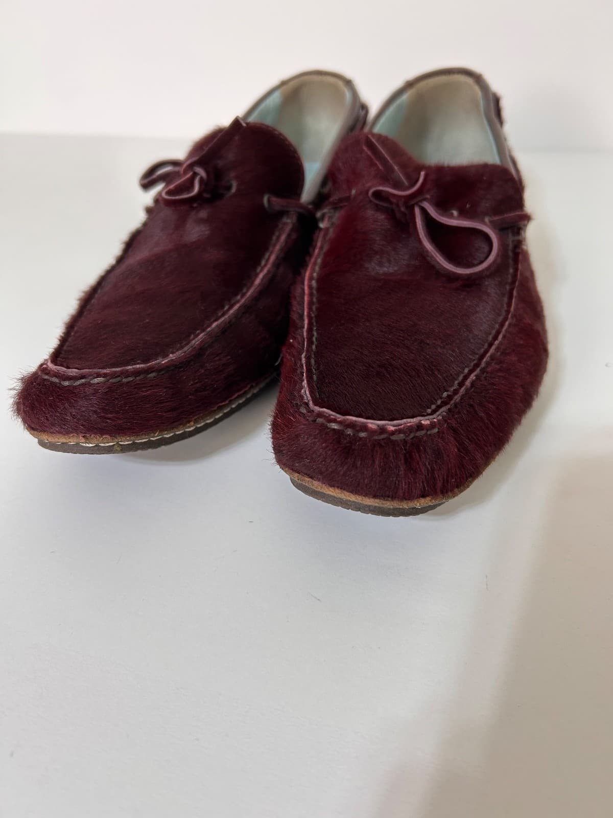 Lambertson Truex Burgundy Calf Hair Butter Soft Loafers Shoes Women 9.5 ITALY - Thumbnail 12