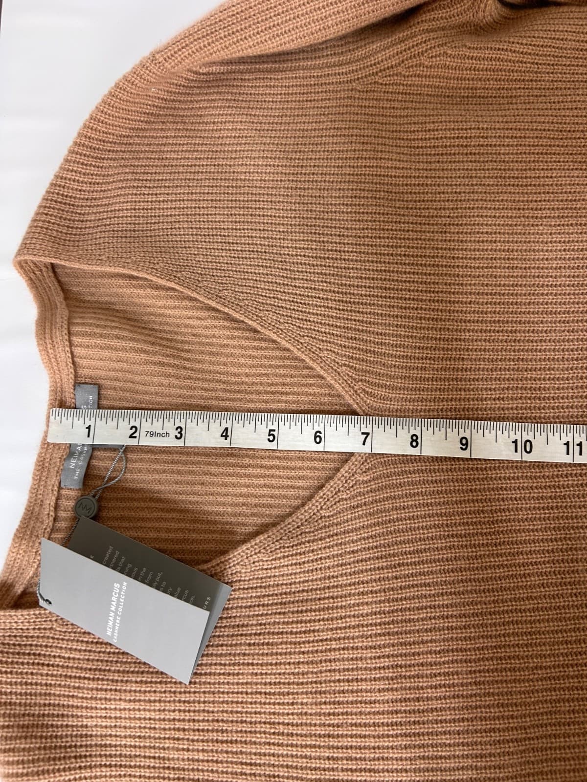 NWT Neiman Marcus 100% Cashmere Camel Women's size XL Ribbed Sweater a - Thumbnail 5