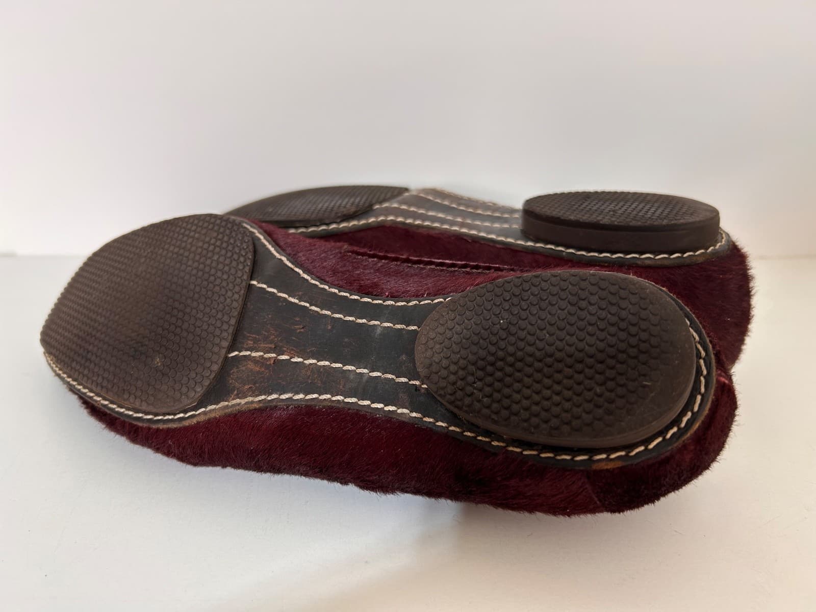 Lambertson Truex Burgundy Calf Hair Butter Soft Loafers Shoes Women 9.5 ITALY - Thumbnail 4