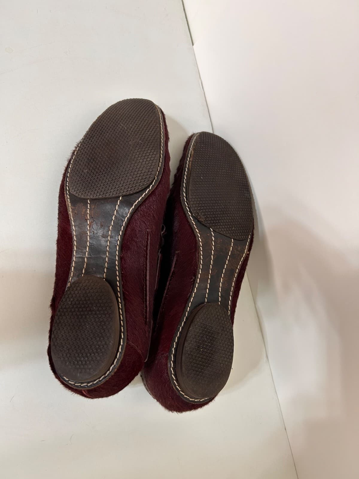 Lambertson Truex Burgundy Calf Hair Butter Soft Loafers Shoes Women 9.5 ITALY - Thumbnail 5