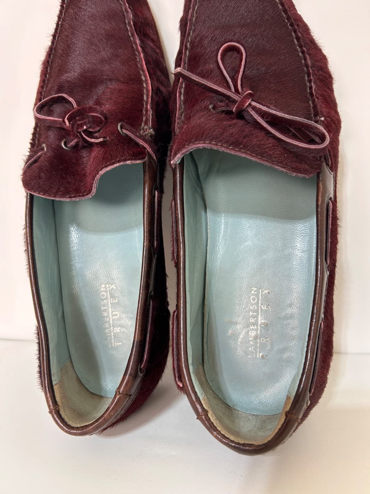 Lambertson Truex Burgundy Calf Hair Butter Soft Loafers Shoes Women 9.5 ITALY - Thumbnail 7