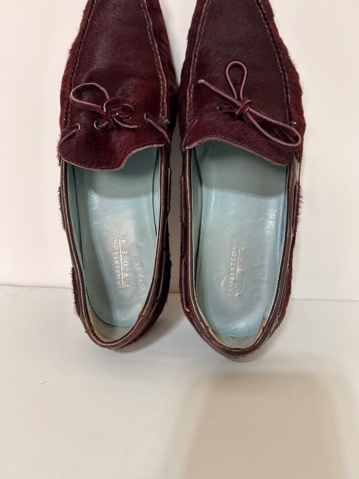 Lambertson Truex Burgundy Calf Hair Butter Soft Loafers Shoes Women 9.5 ITALY - Thumbnail 8