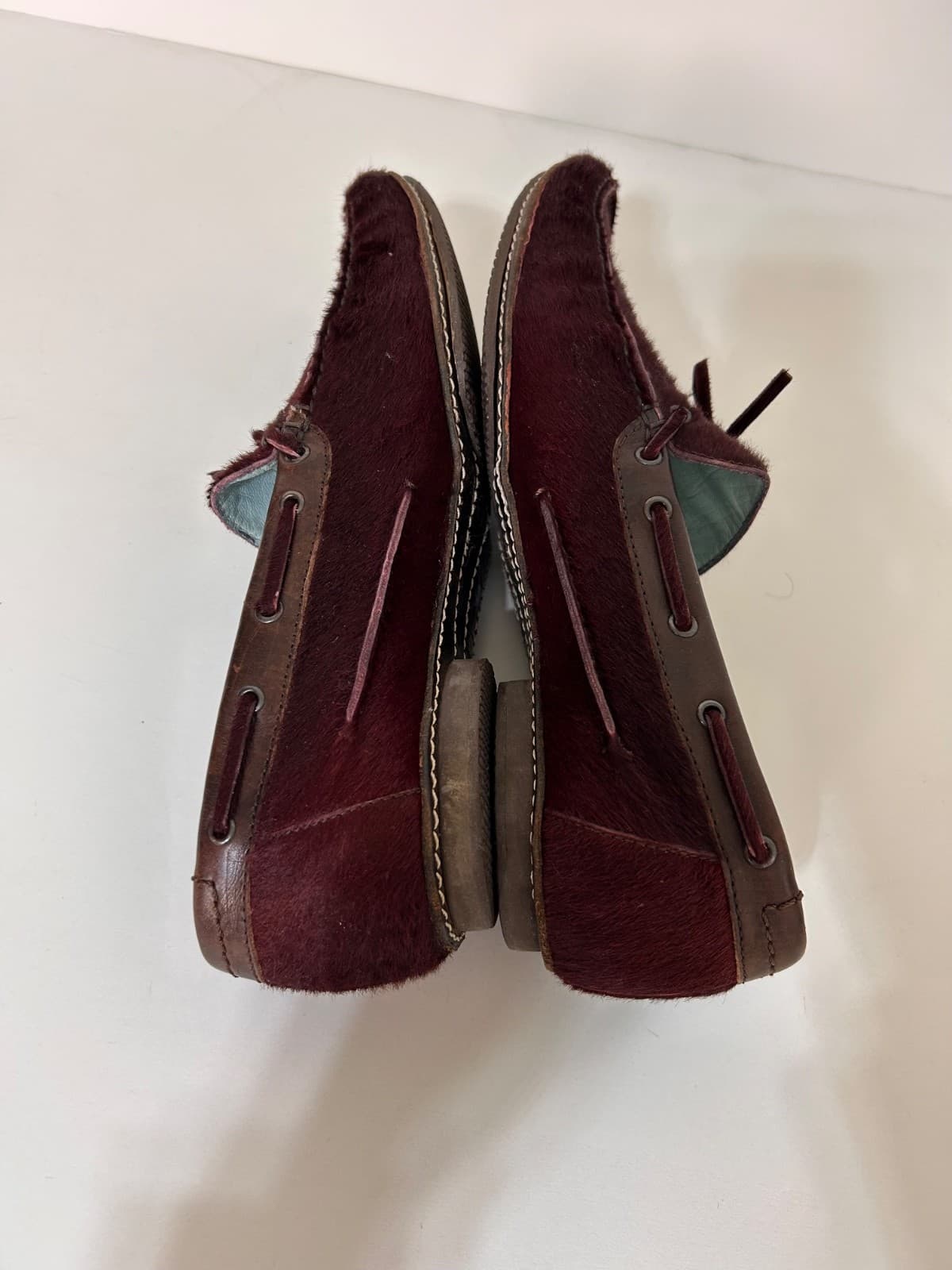 Lambertson Truex Burgundy Calf Hair Butter Soft Loafers Shoes Women 9.5 ITALY - Thumbnail 10