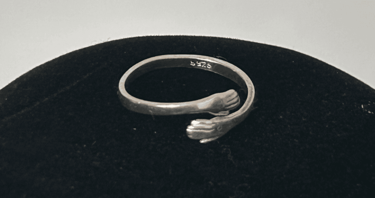 Estate 925 Sterling Silver Hamsa Arms Hands Hug Hugging Bypass Ring - Thumbnail 7
