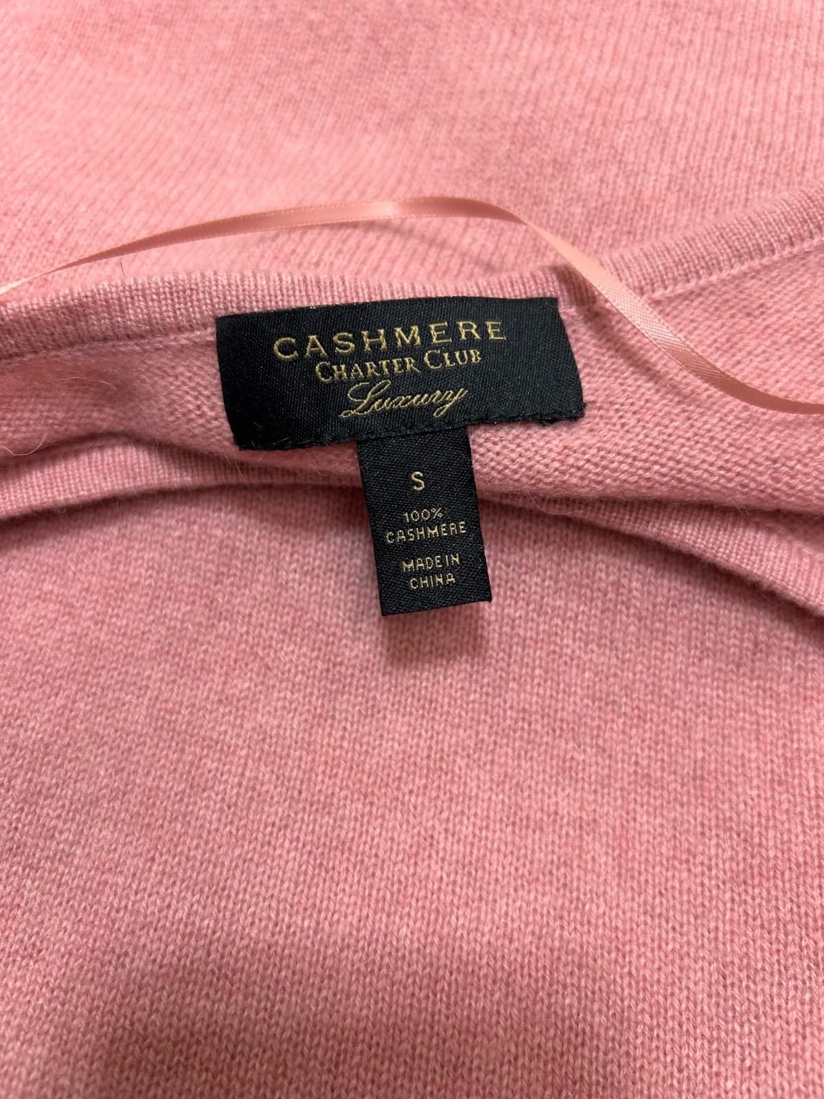 Charter Club Women's size S Cashmere Sweater Pink Ruffle Bell Sleeves Luxury d - Thumbnail 3