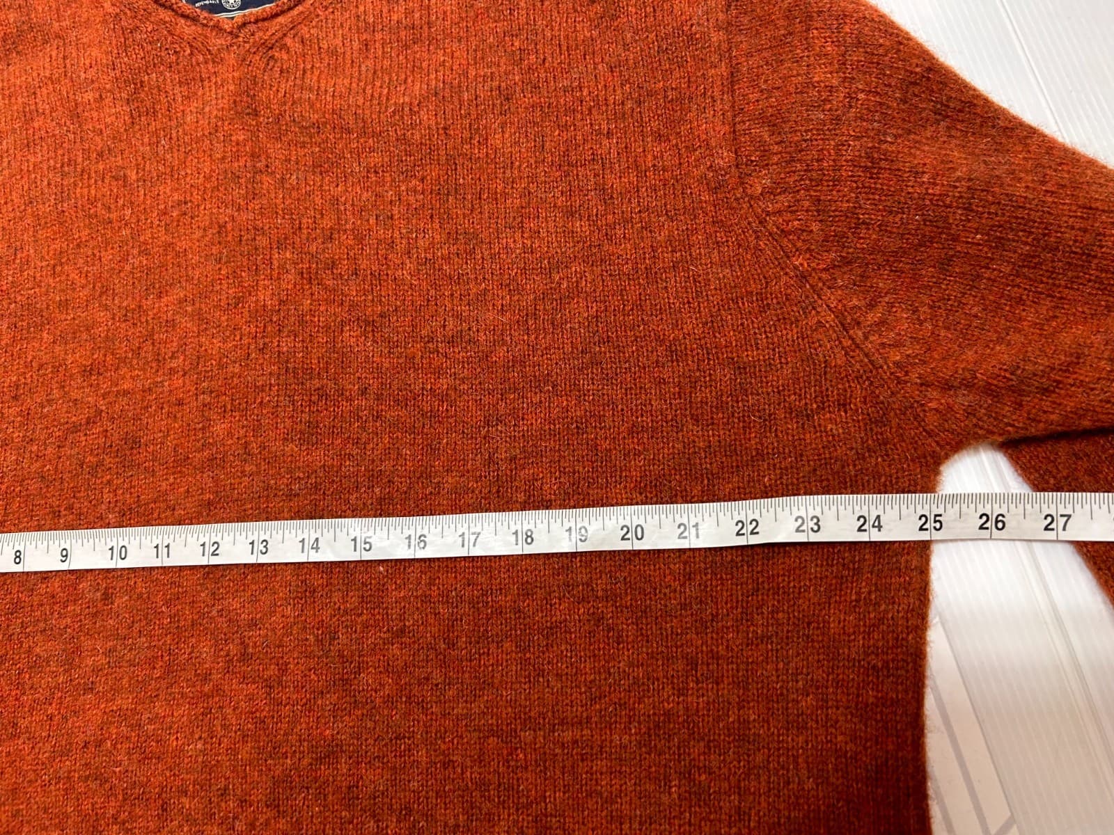 Vintage American Eagle Mens size L 100% Shetland Wool weater Rust Orange g - Thumbnail 6