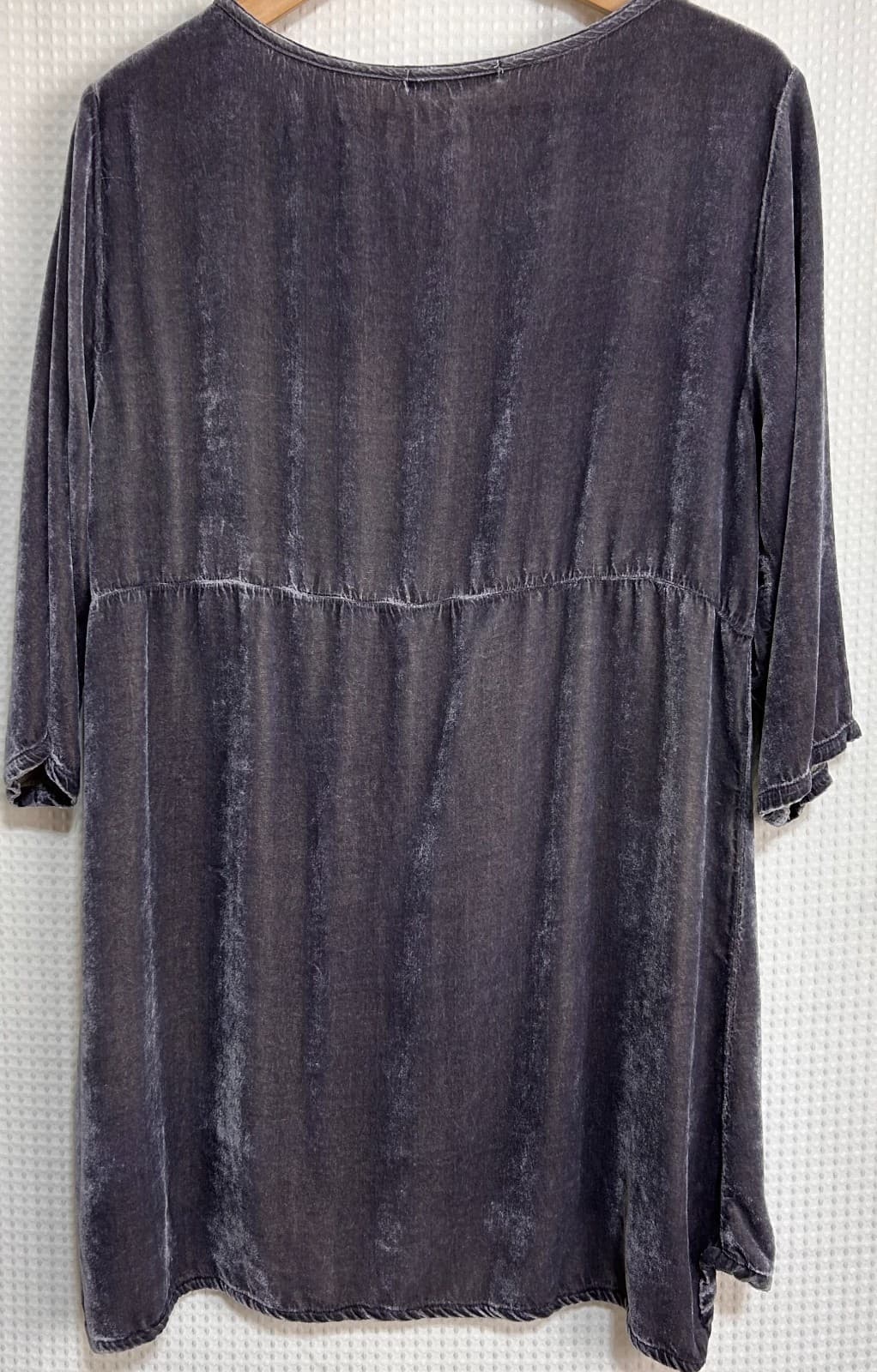 Cut Loose Purple Velvet Swing Top Size L Artsy Lagenlook Rayon Silk USA made a1 - Thumbnail 8