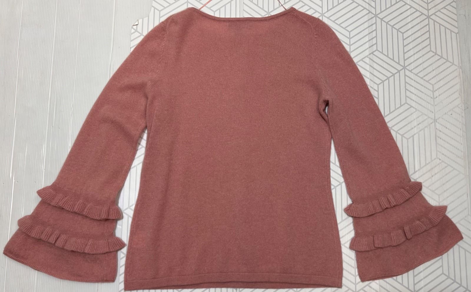 Charter Club Women's size S Cashmere Sweater Pink Ruffle Bell Sleeves Luxury d - Thumbnail 8