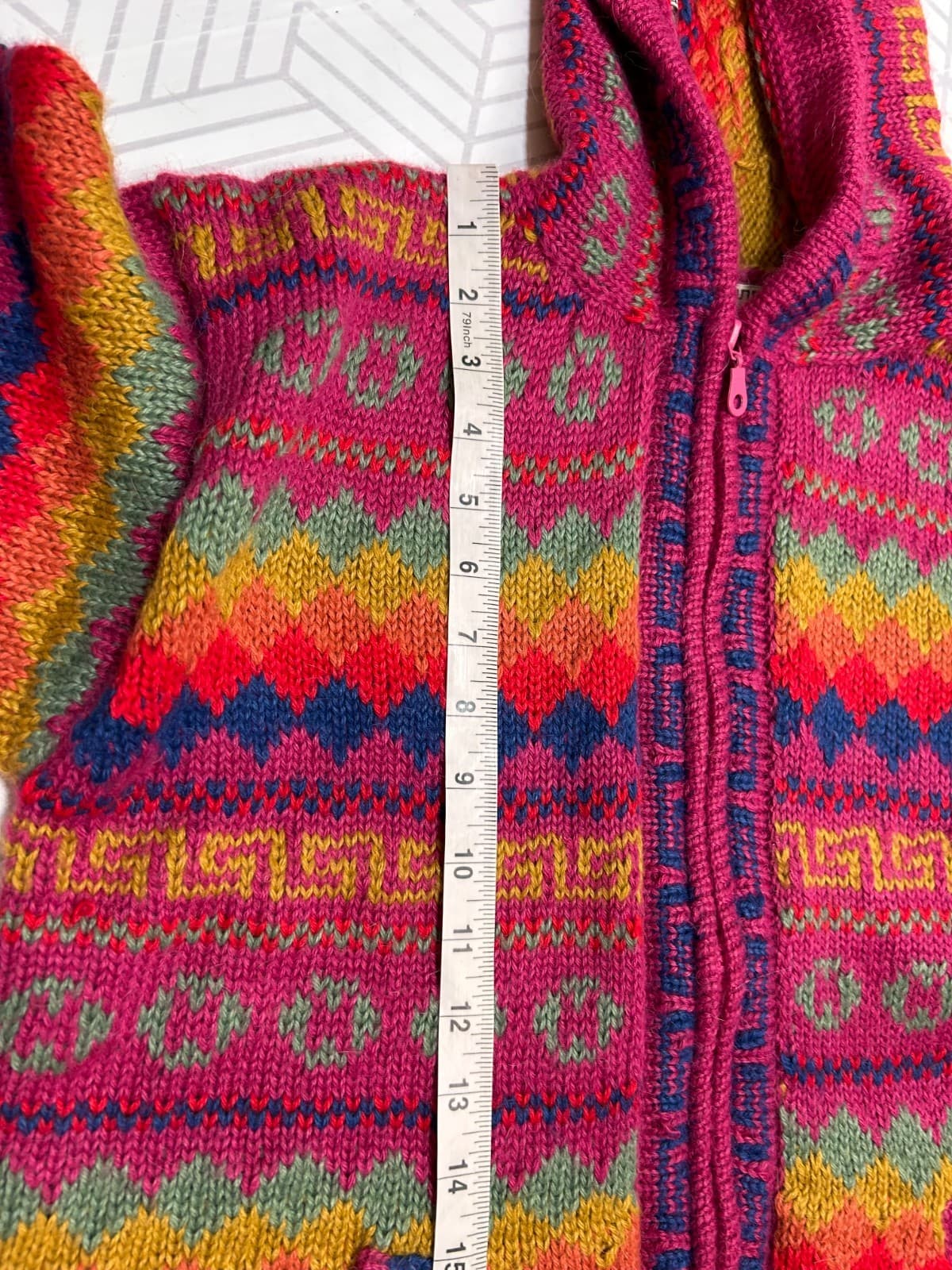 The Alpaca Connection Women's size M fits L Hoodie Zip Up Jacket Handmade PERU - Thumbnail 4