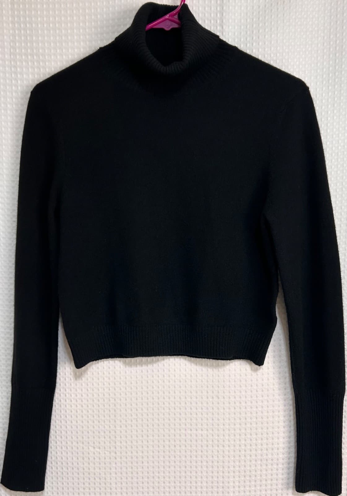 NAADAM 100% Cashmere Sweater Womens Size M Black Turtleneck Cropped Soft a2 - Thumbnail 2