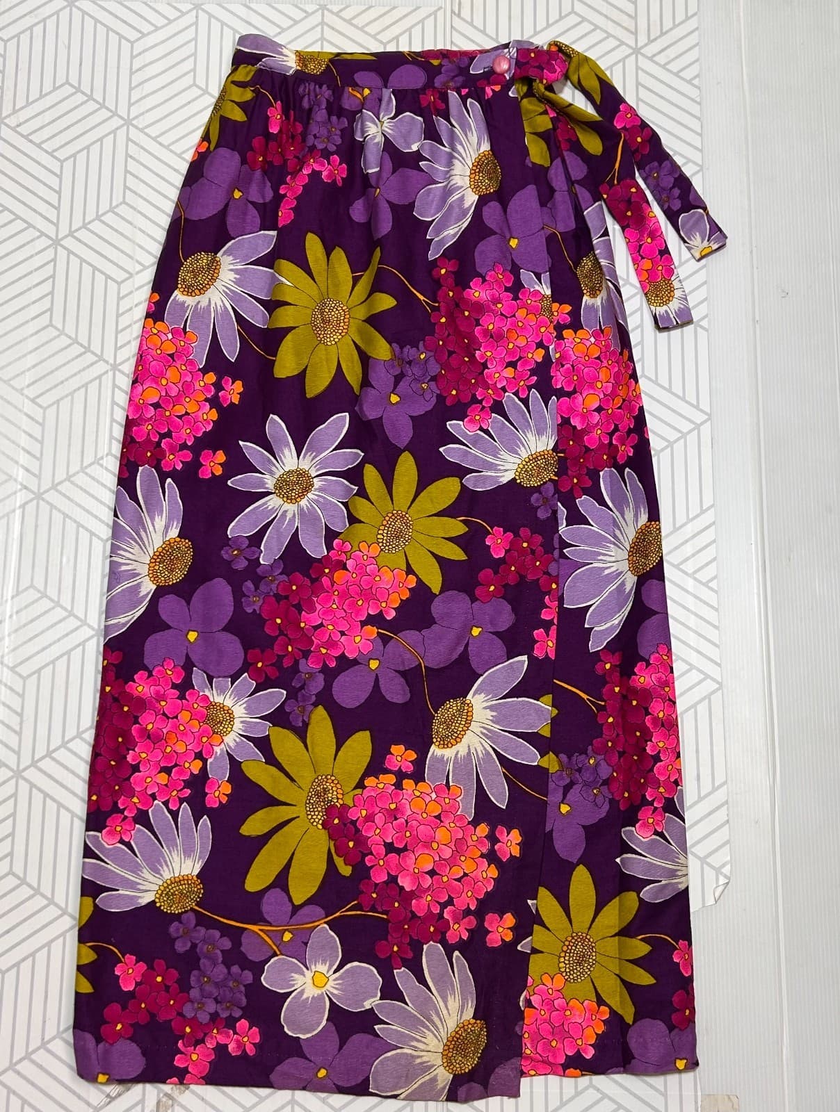 Vintage 70s Beverly Vogue California Size Small Retro Floral Wrap Skirt a - Thumbnail 10