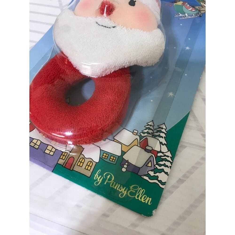 Vintage 1993 Pansy Ellen Christmas Santa Terry Cloth Clown Baby Rattle r - Thumbnail 3