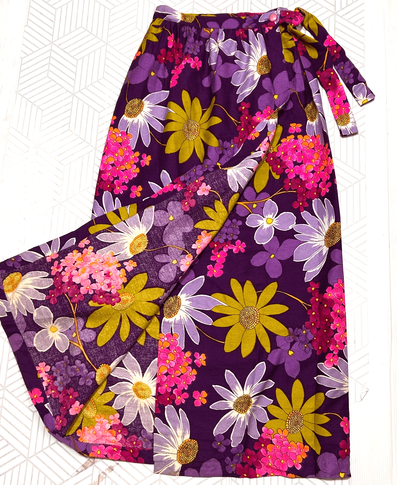 Vintage 70s Beverly Vogue California Size Small Retro Floral Wrap Skirt a - Thumbnail 2