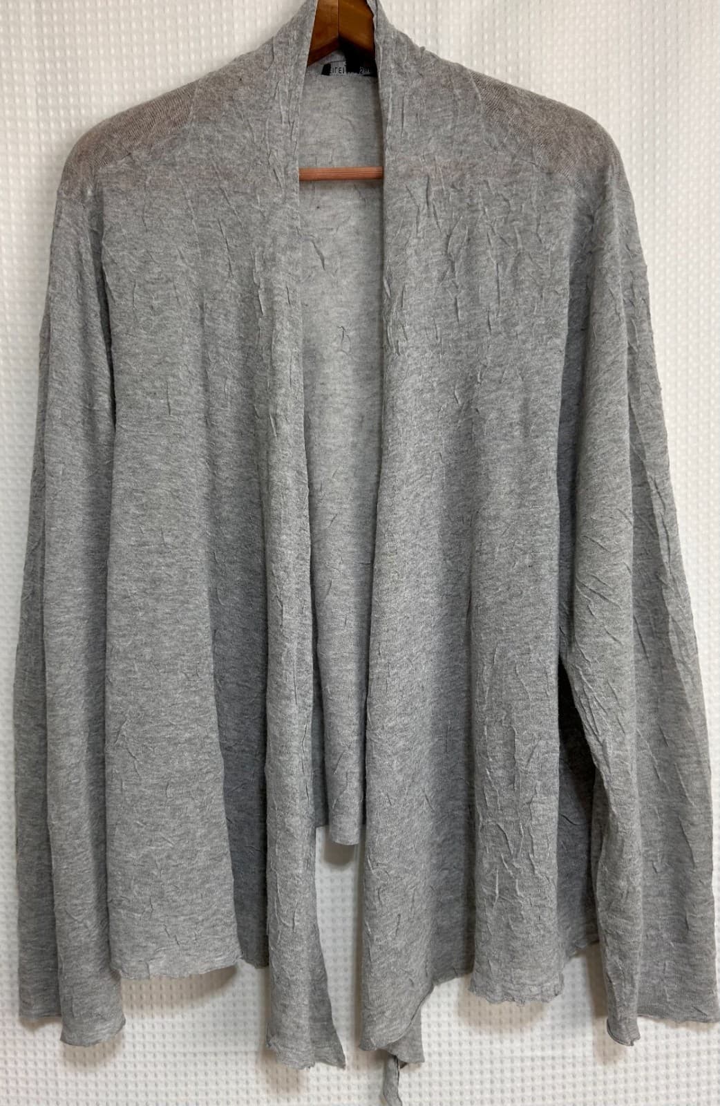 Eileen Fisher Size 1X Open Cardigan Gray Crinkle Italian Yarn Lightweight a - Thumbnail 9