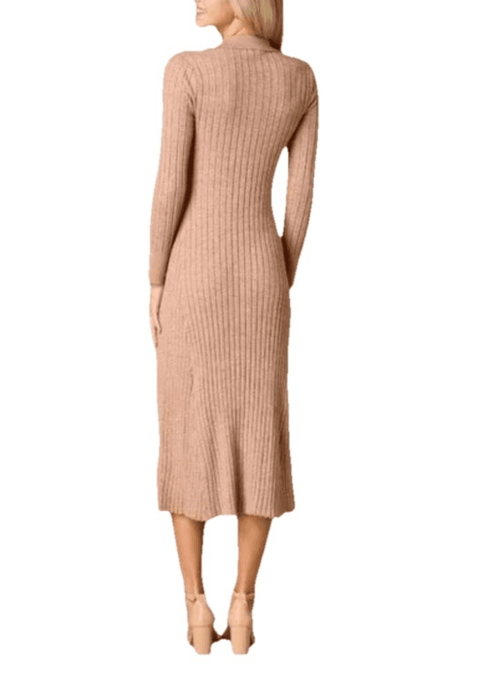 NWT Lucky Brand Aline Collared Stretchy Ribbed Sweater Dress Women Size Large x - Thumbnail 2