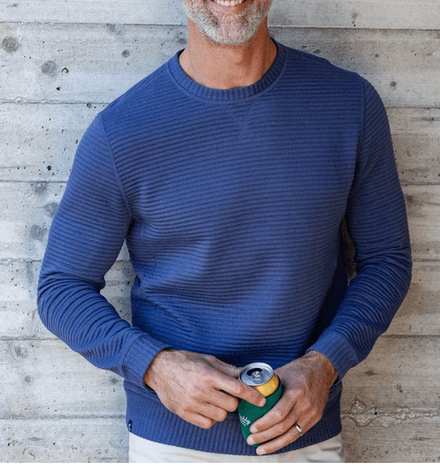 Criquet Quilted Crew Sweatshirt Ink Blue Size Large Minimalist Golf Ribbed a - Thumbnail 4