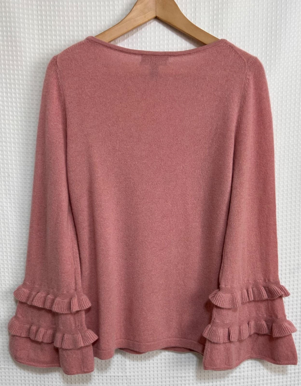 Charter Club Women's size S Cashmere Sweater Pink Ruffle Bell Sleeves Luxury d - Thumbnail 10