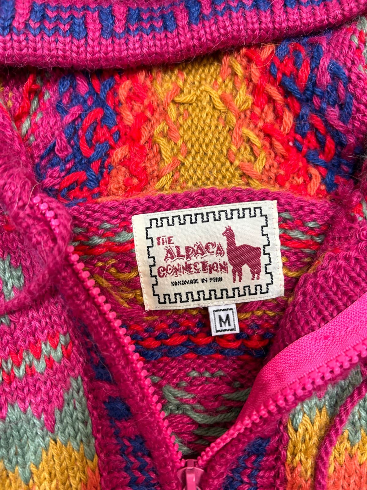 The Alpaca Connection Women's size M fits L Hoodie Zip Up Jacket Handmade PERU - Thumbnail 2