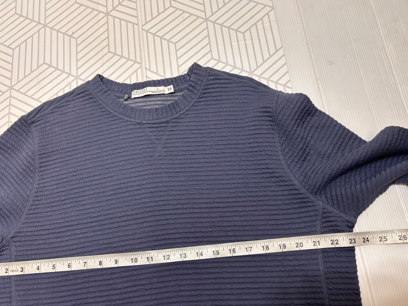 Criquet Quilted Crew Sweatshirt Ink Blue Size Large Minimalist Golf Ribbed a - Thumbnail 8