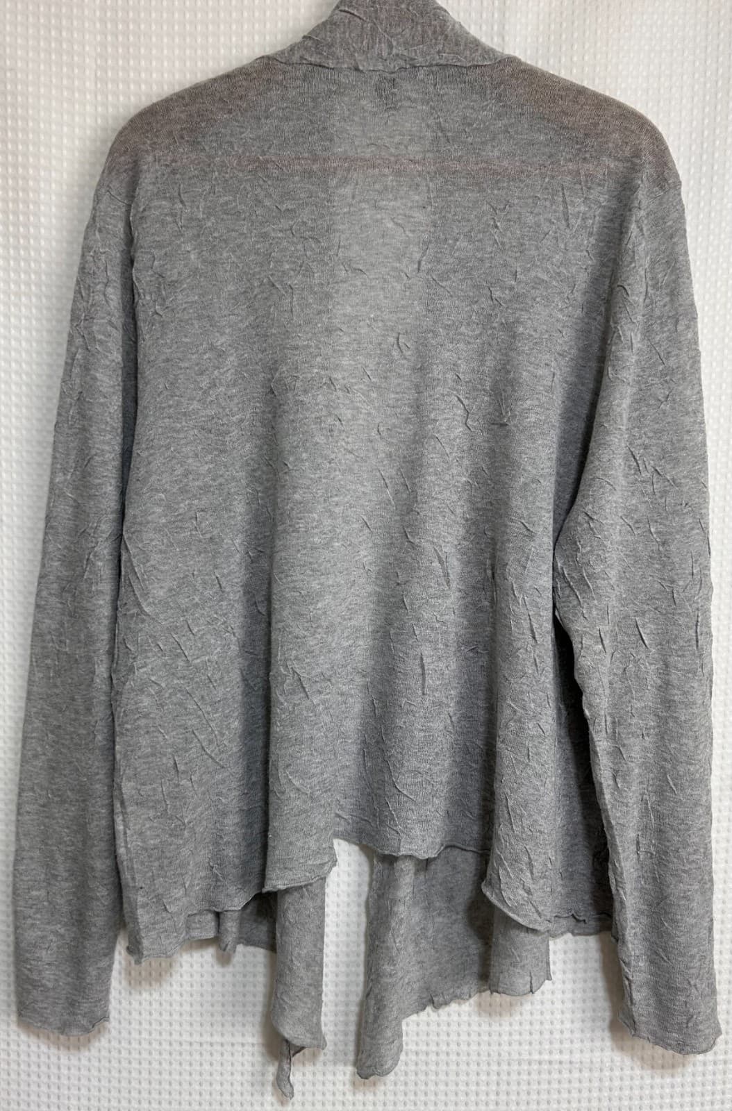 Eileen Fisher Size 1X Open Cardigan Gray Crinkle Italian Yarn Lightweight a - Thumbnail 2