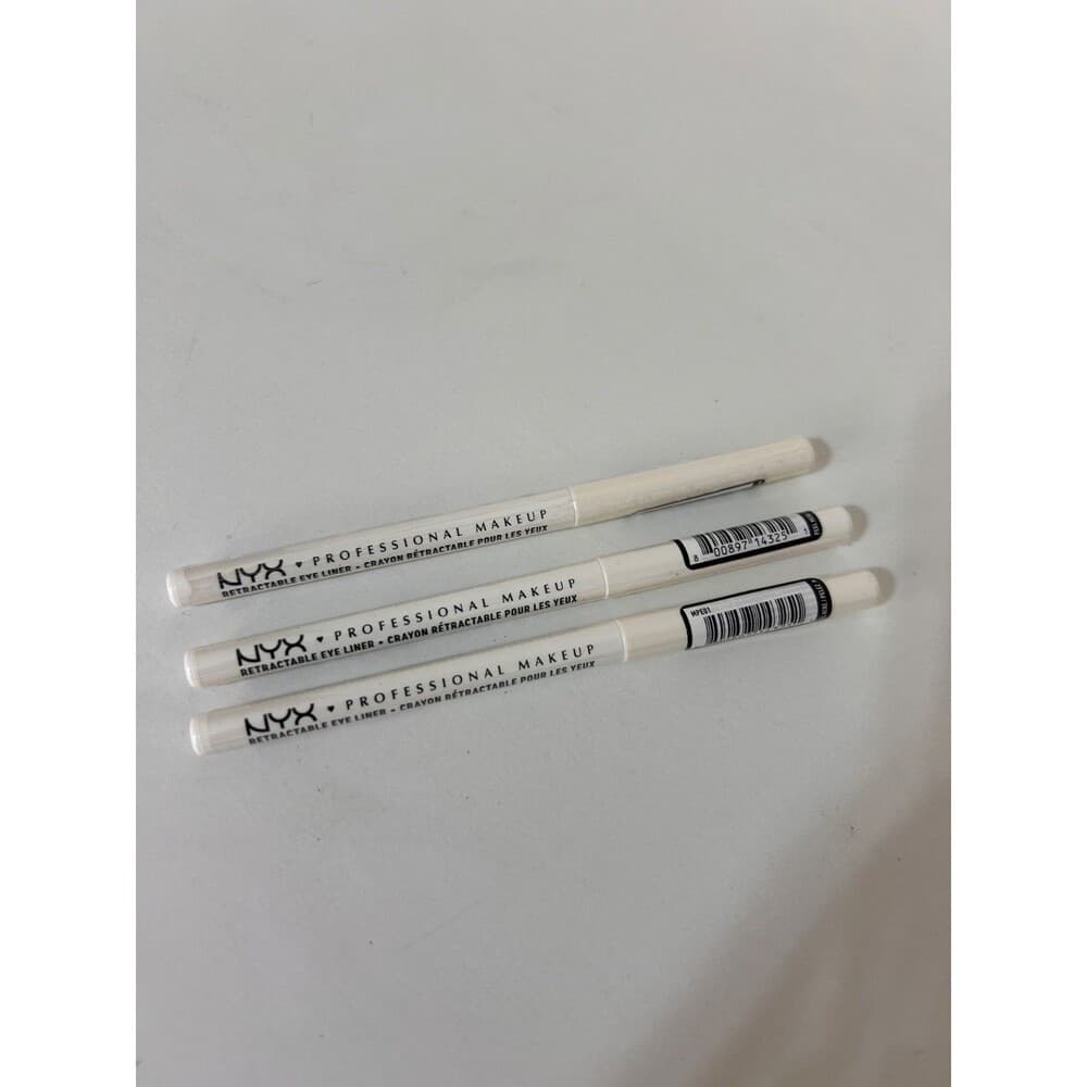 3x NYX Makeup Retractable Eye Liner Pencil Crayon in White FULL SIZE 0.01 oz - Thumbnail 2