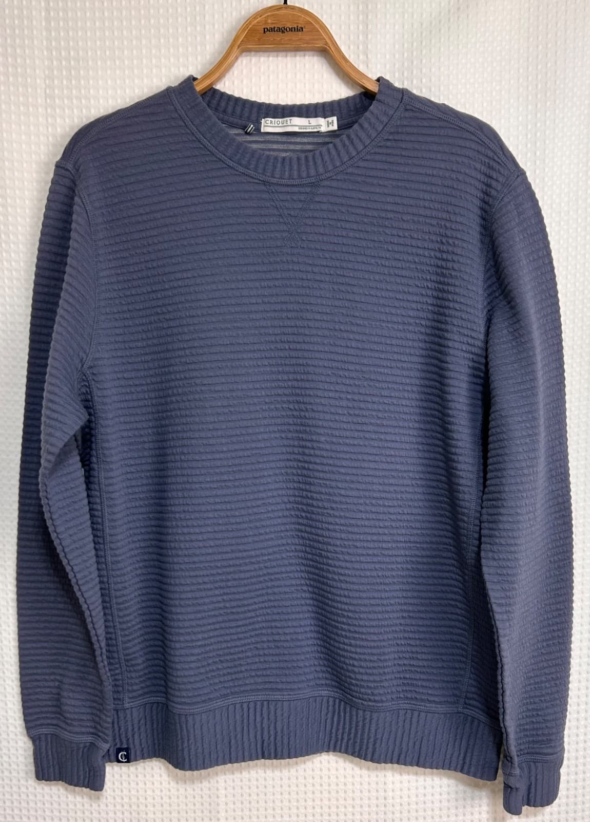 Criquet Quilted Crew Sweatshirt Ink Blue Size Large Minimalist Golf Ribbed a - Thumbnail 10