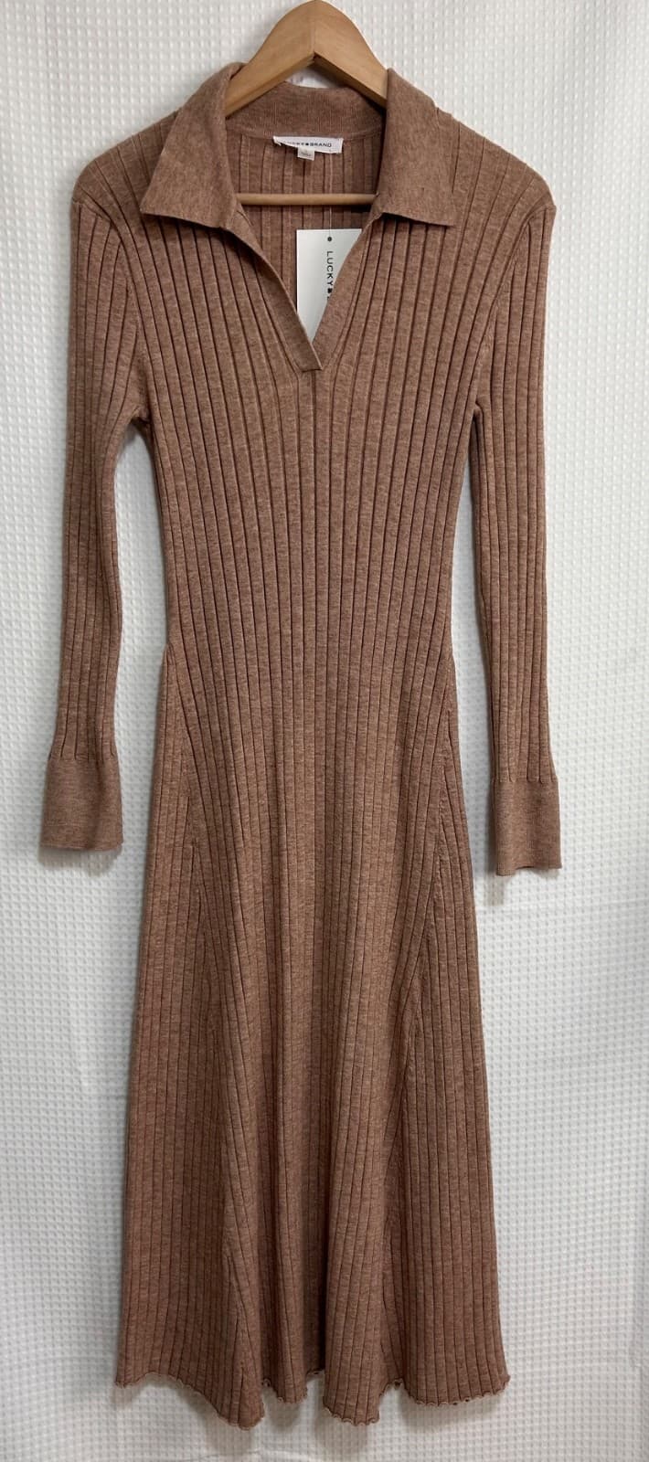 NWT Lucky Brand Aline Collared Stretchy Ribbed Sweater Dress Women Size Large x - Thumbnail 13