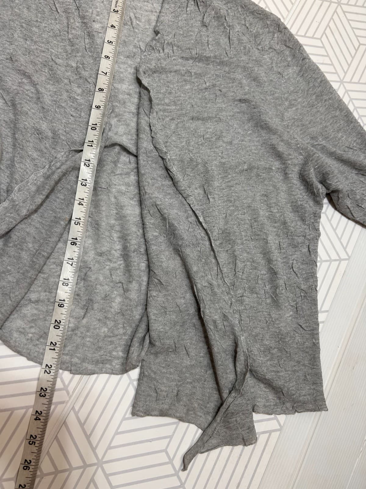 Eileen Fisher Size 1X Open Cardigan Gray Crinkle Italian Yarn Lightweight a - Thumbnail 5