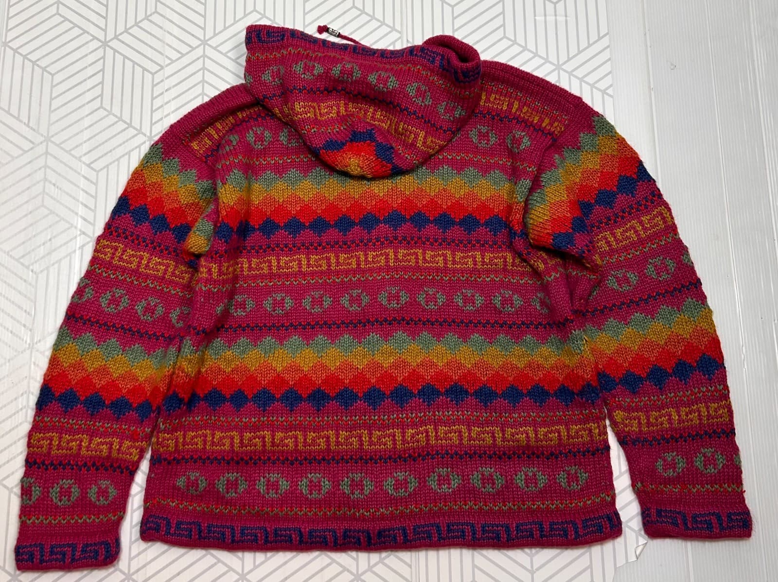 The Alpaca Connection Women's size M fits L Hoodie Zip Up Jacket Handmade PERU - Thumbnail 3