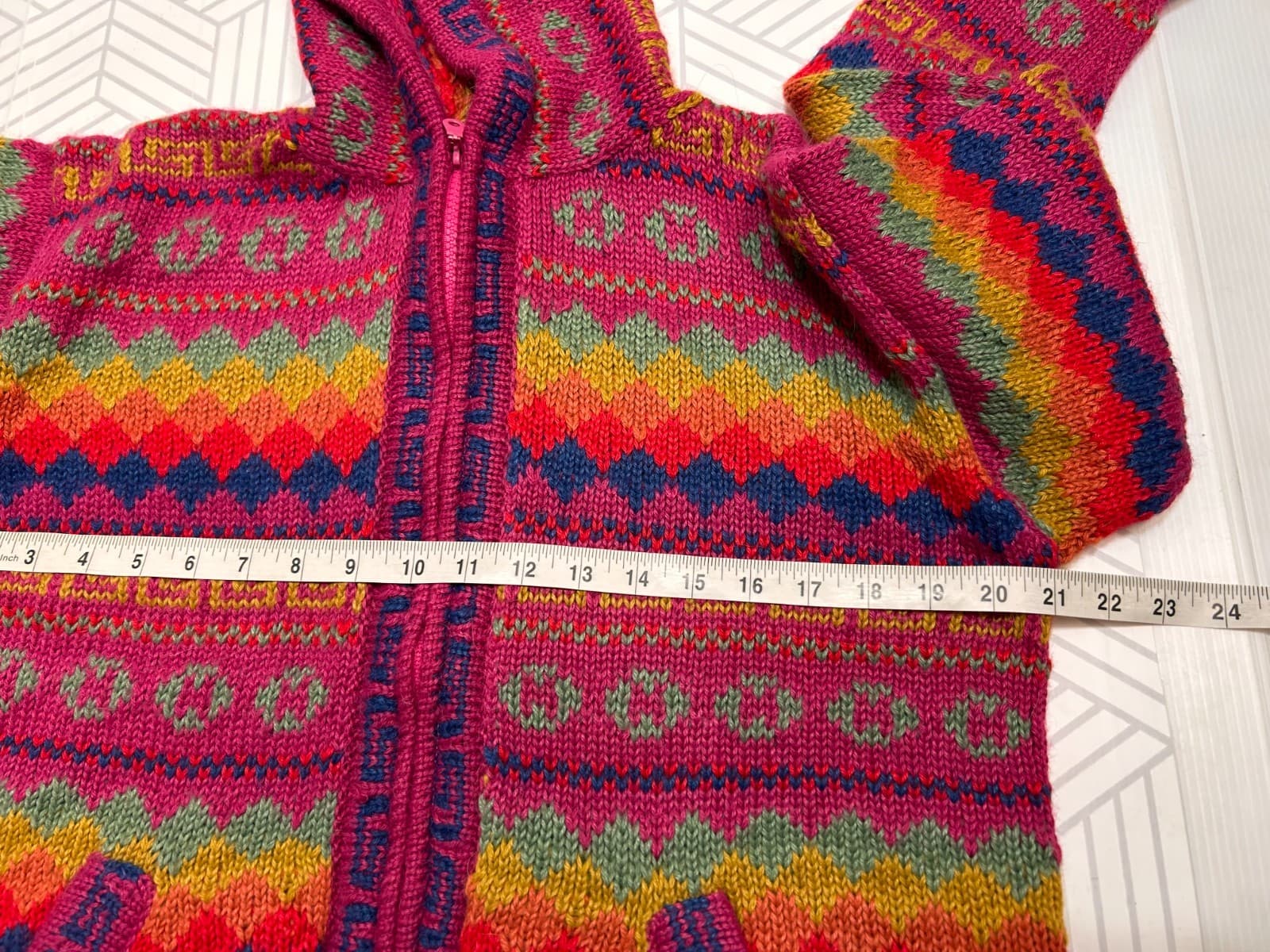 The Alpaca Connection Women's size M fits L Hoodie Zip Up Jacket Handmade PERU - Thumbnail 6