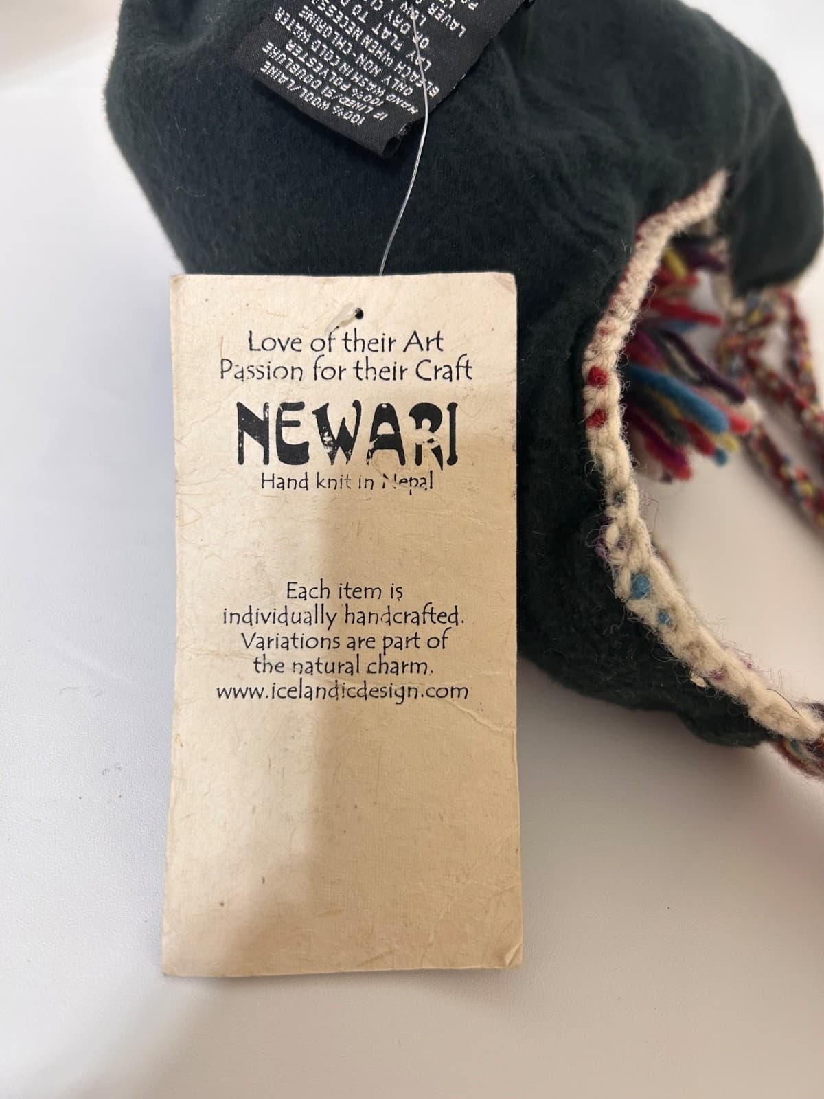 Newari Icelandic Design 100% Wool Knit Hat Ear Flaps Made in Nepal Women’s OS - Thumbnail 4