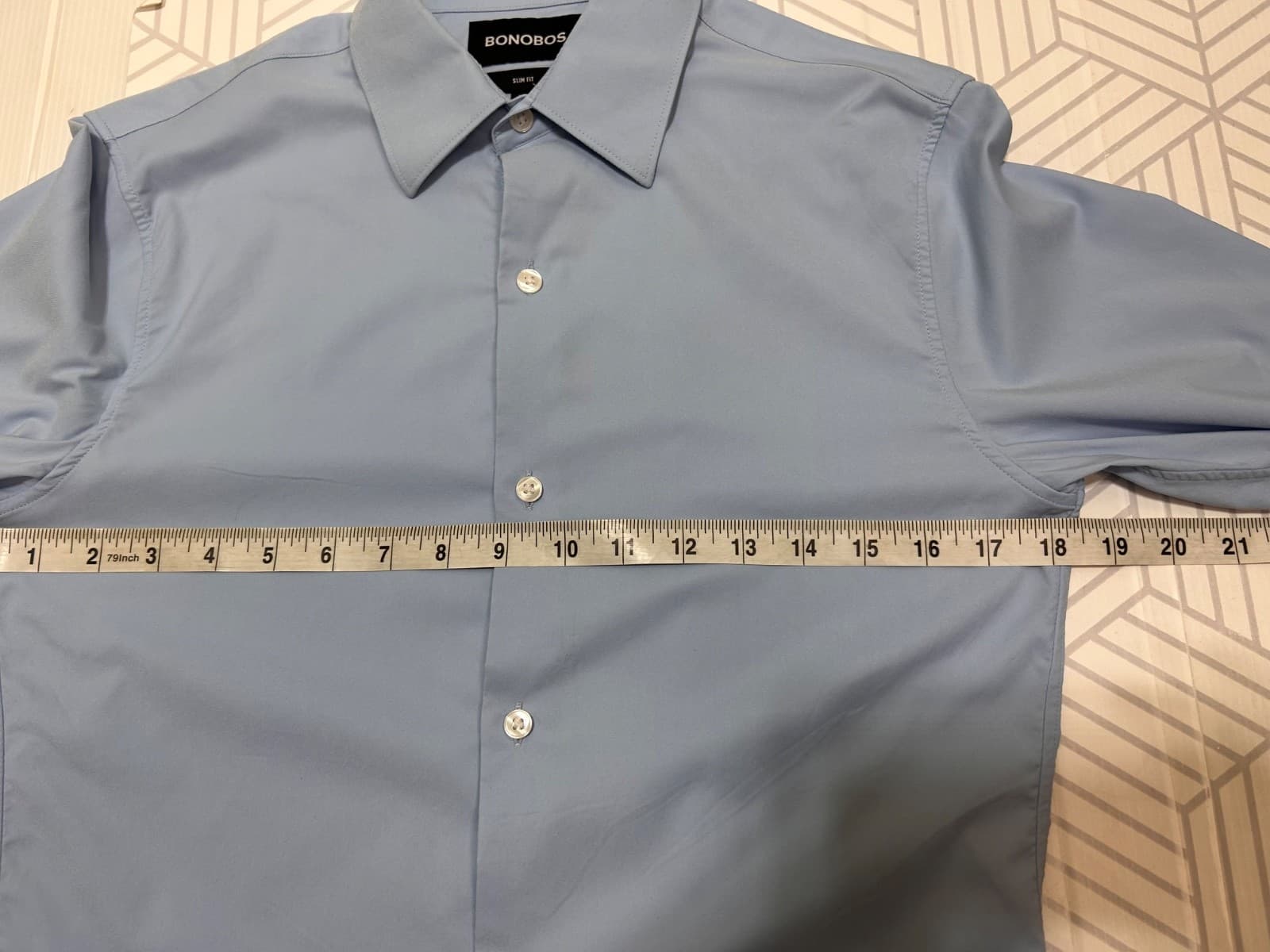 Bonobos Slim Fit Short Long Sleeve Dress Shirt Men XS Fit Blue Performance x - Thumbnail 8