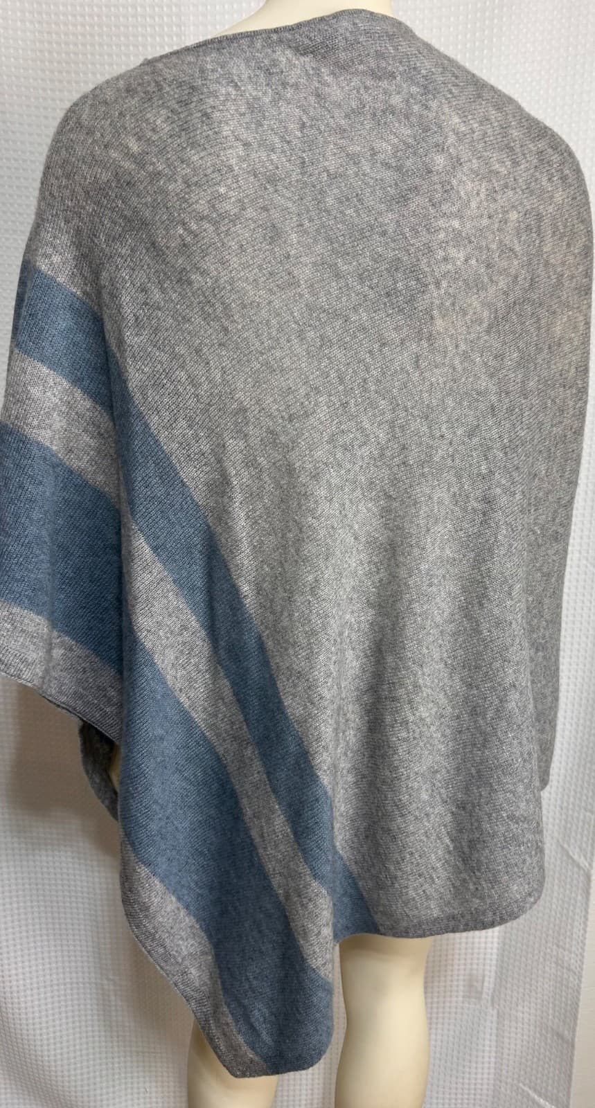 CELESTE Womens One Size Fits All OS Poncho Sweater Wool Cashmere Blend Gray Blue - Thumbnail 5