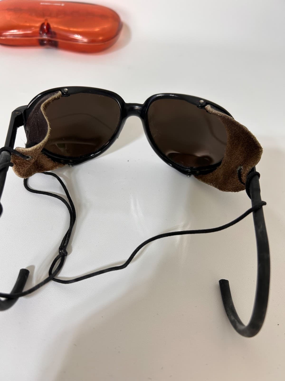 Bolle Nylon Cable Hook Leather Shields Skiing Sunglasses Made In France - Thumbnail 6