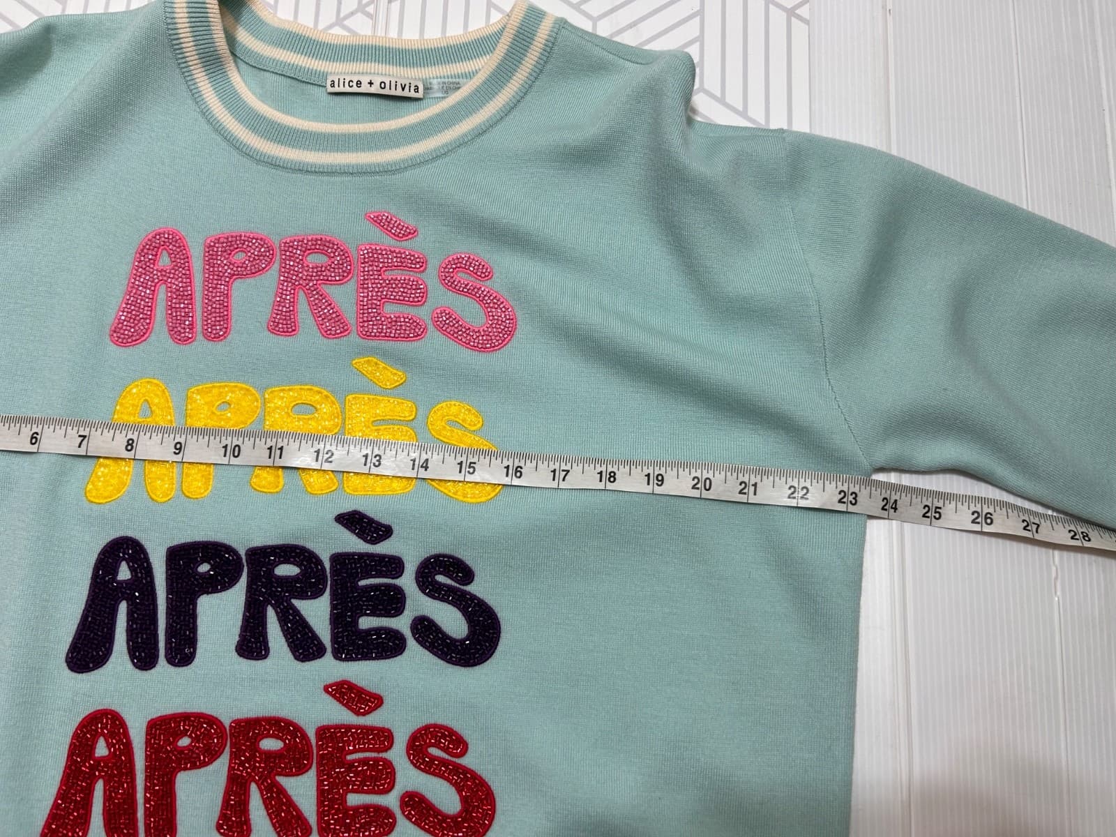 $495 Alice + Olivia size L Merino Wool Gleeson Apres Pullover Sweater Preppy a - Thumbnail 10