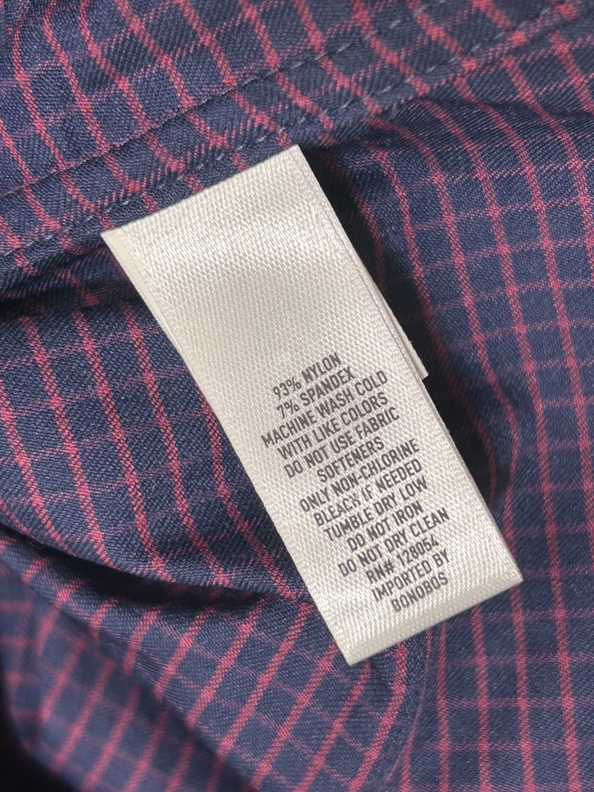 Bonobos Slim Fit Short Long Sleeve Dress Shirt Men XS Fit Blue Plaid Pink x - Thumbnail 5