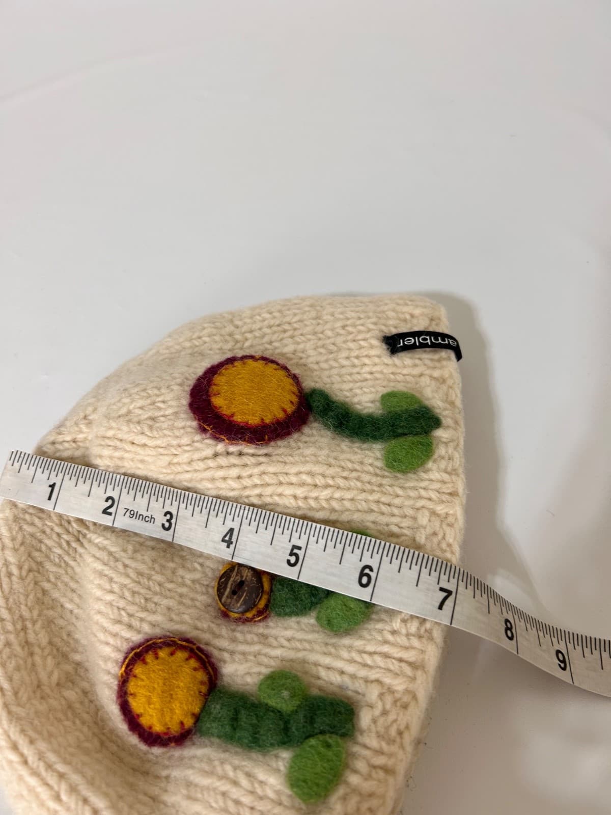 Ambler Mountain Floral Wool Hat Beanie Womens or Kids Embroidered - Thumbnail 3