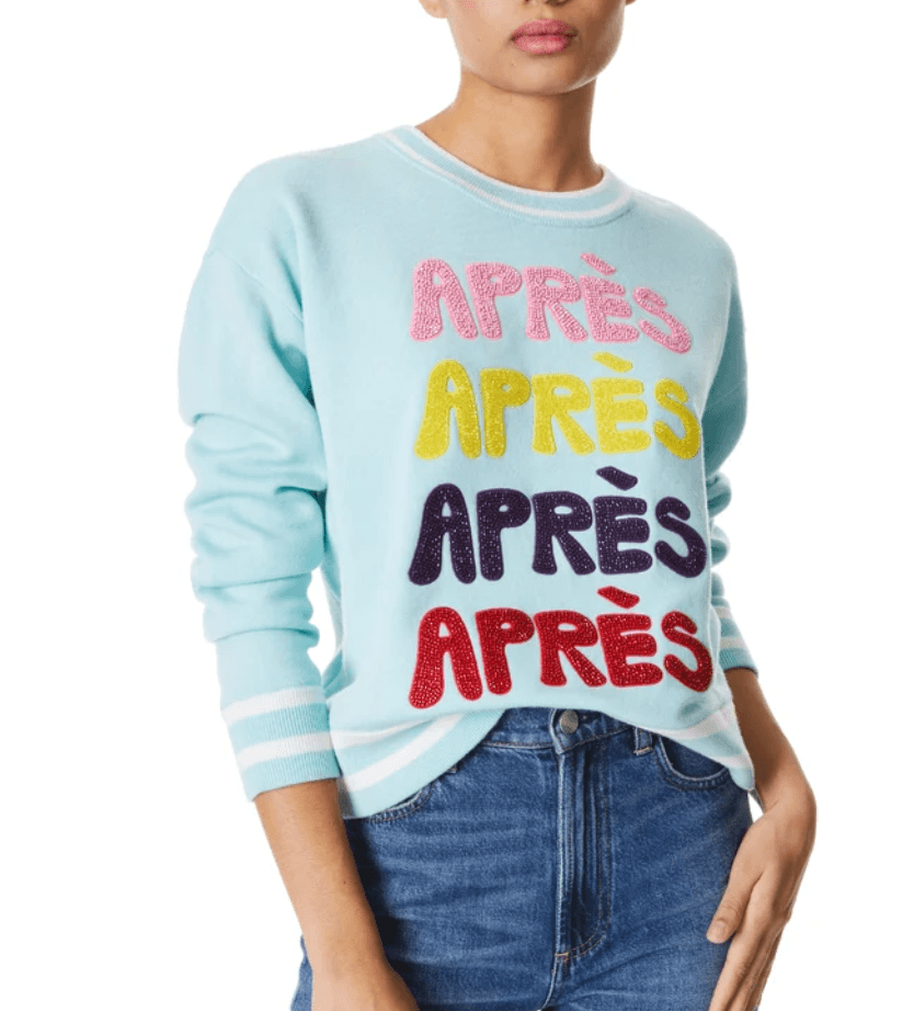 $495 Alice + Olivia size L Merino Wool Gleeson Apres Pullover Sweater Preppy a - Thumbnail 2